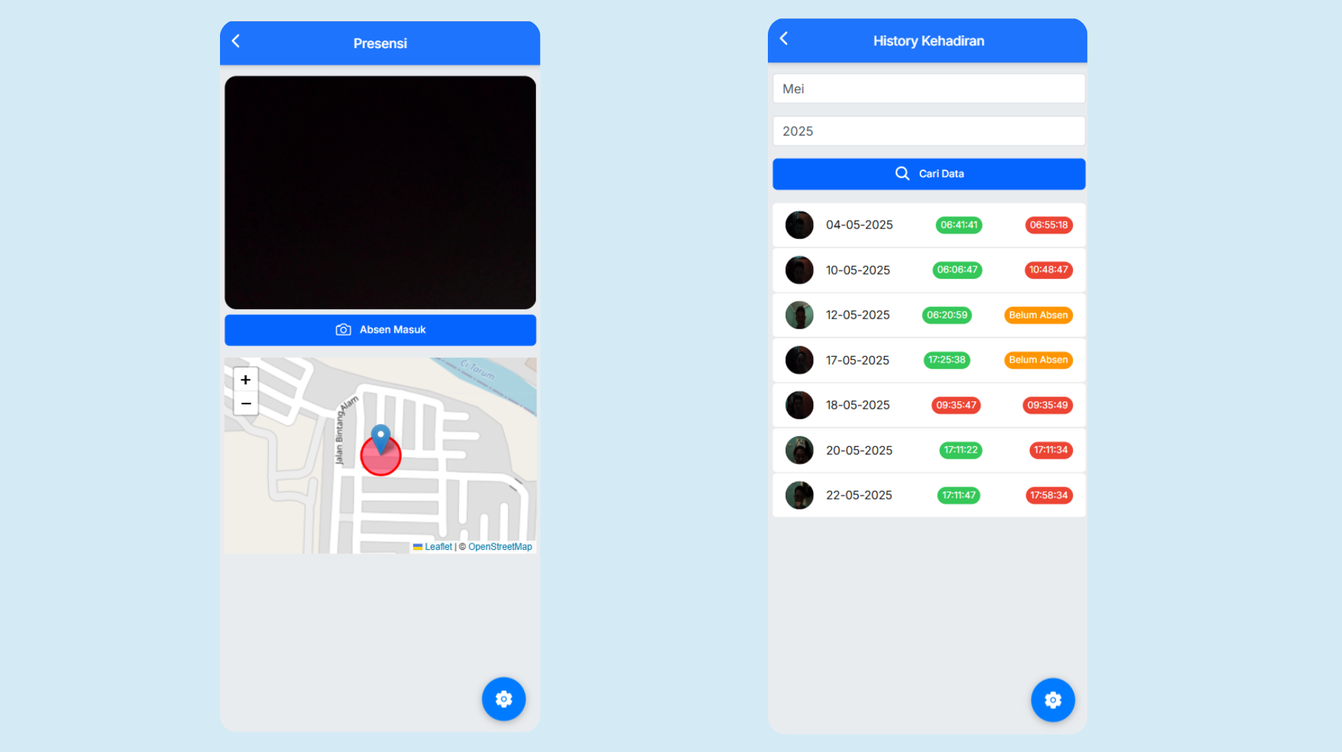 Attendance Page & Attendance History Page