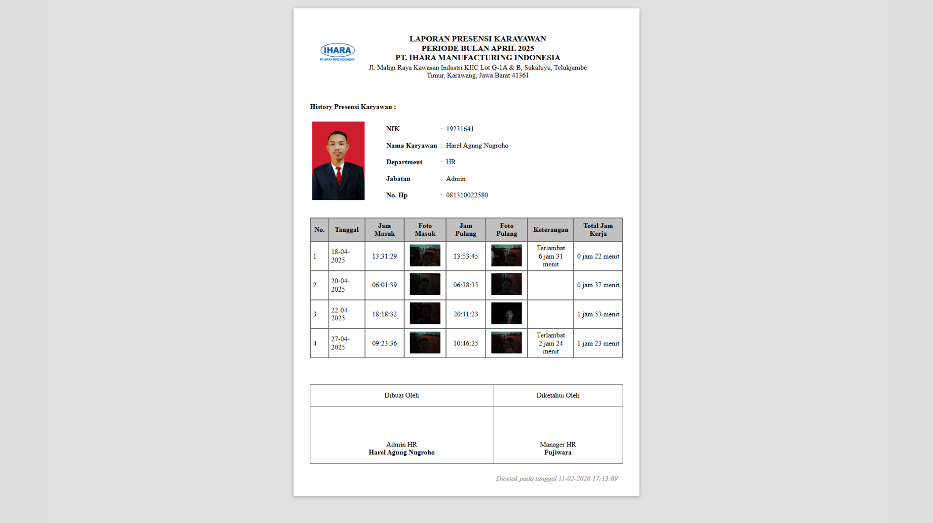 Employee Attendance Report